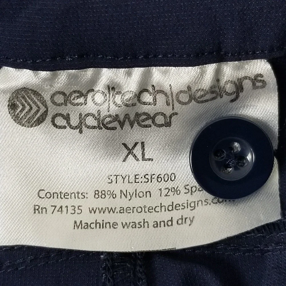 Aero Tech Designs Shorts Mens XL Navy Blue Cyclewear SF600 Nylon Spandex Cargo